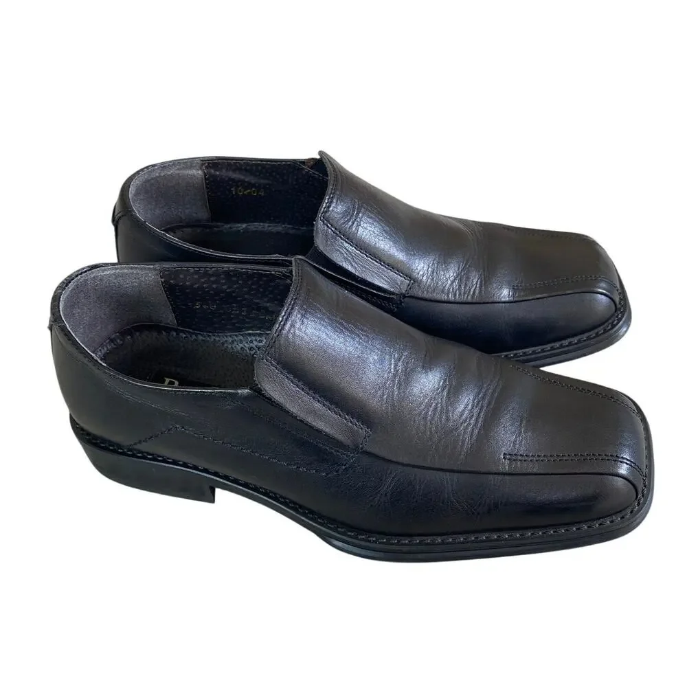 BASS Corrado Black Leather Square Toe Slip-on Dress Shoes Loafers Men's Size 7.5